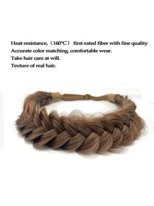 Woven Synthetic Hair Braid Headband - Coffee Brown - View 7