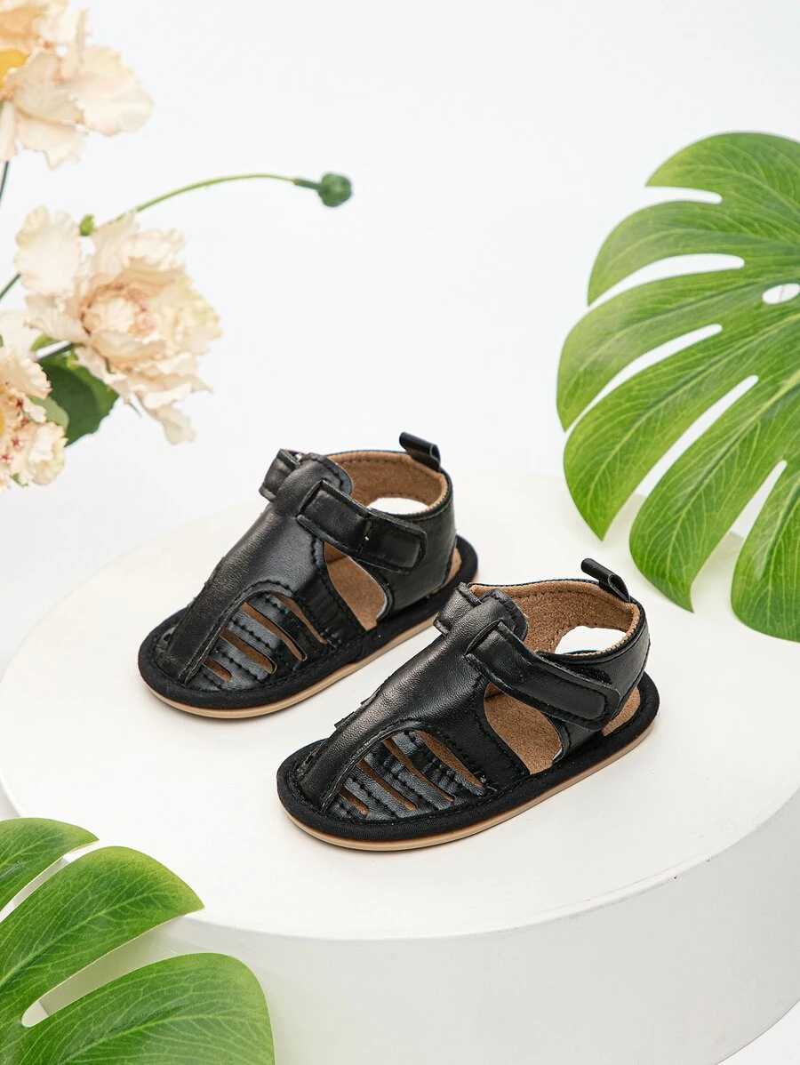 Baby Anti-slip Cut Out Hook-and-loop Fastener Sandals, Fashionable Spring & Summer Ankle Strap Sandals