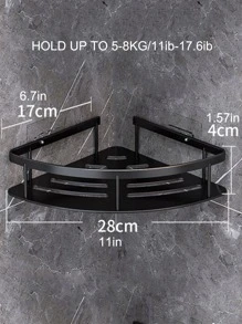 1入組鋁合金浴室儲物架簡約黑色三角形擱架儲物單元洗衣房 - 黑色 - 查看 4