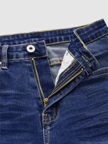 SHEIN Essnce Quần jean nữ Túi Bị tách Dây kéo màu trơn - Rửa trung bình - Xem 8