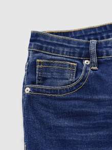 SHEIN Essnce Quần jean nữ Túi Bị tách Dây kéo màu trơn - Rửa trung bình - Xem 9
