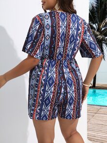 SHEIN Holidaya Jumpsuits Plus Size Trọn gói Hình học Bộ lạc Boho - Nhiều màu - Xem 2