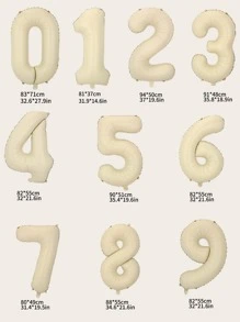 kumozawa 5pcs/Set 32-Inch Milky White Numeric & Heart Shaped Balloons (Straws Not Included) Back To School Valentine Day