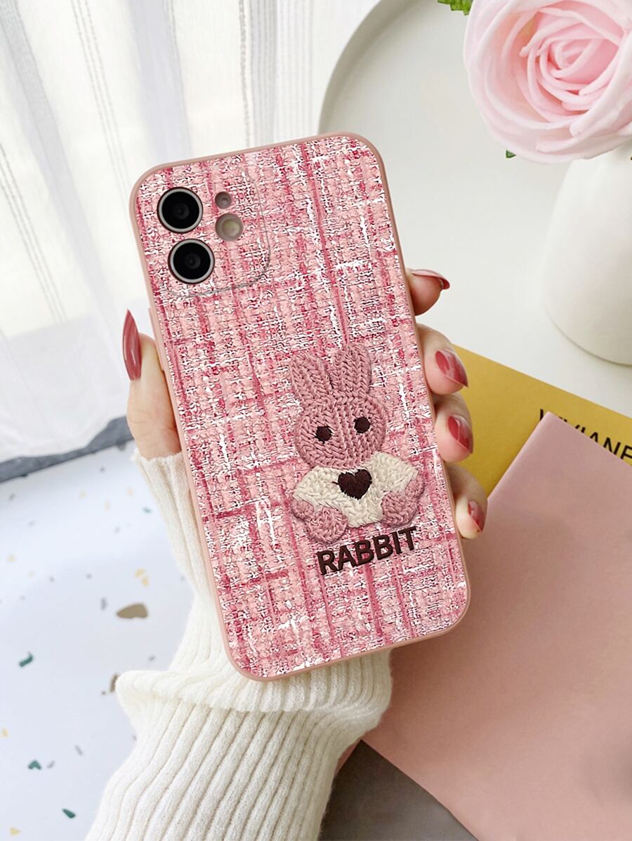 Plush Embroidery Rabbit Pattern And Painting Mobile Phone Case Compatible With Iphone13 Xiaomi Huawei Samsung - Multicolor - View 1