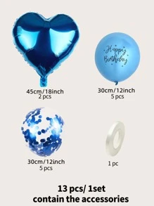 kumozawa 12pcs Heart Shaped Metal Balloons Gift Set (No Straw Included) - Blue - View 3