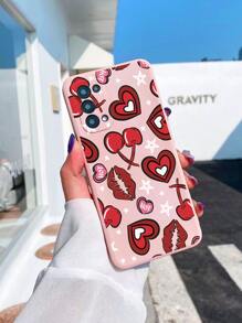 夏季情人節嘴唇心形櫻桃紋手機殼，適用於Iphone 15pro Max 14 13 12 11 Xiaomi Huawei Samsung保護殼 - 彩色 - 查看 2