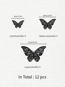12-częściowa naklejka ścienna z motylem 3D z kreatywnym wzorem, geometryczny wzór, wydrążony motyl, idealna na święta, imprezy, do dekoracji tortów, romantyczny, specjalny wystrój domu, wystrój sypialni, wystrój łazienki na rocznicę, Walentynki, do dekoracji tortów. Dostępne w różnych kolorach i wzorach. Do wykorzystania w różnych sytuacjach. Naklejki, naklejka ścienna, naklejka winylowa do dekoracji domu. Wiosenne dekoracje odświeżają dom. Naklejki dekoracyjne Rama, szkolna niespodzianka, wystrój akademika, artykuły szkolne na powrót do szkoły.