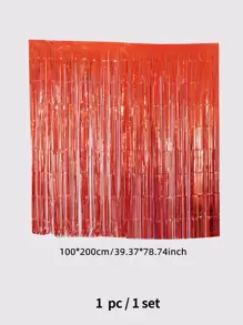kumozawa 1 件窗帘派对装饰背景、毕业装饰、流苏、生日、婚礼、单身女性周年装饰、成人雨丝窗帘、生日派对背景墙装饰、流苏闪亮铝膜墙窗帘 - 紅色 - 查看 3