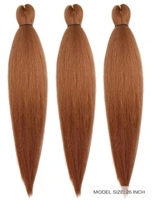 3pcs Long Yaki Straight Synthetic Hair Extension - Brown - View 2