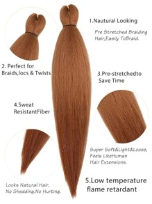 3pcs Long Yaki Straight Synthetic Hair Extension - Brown - View 3