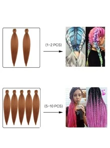 3pcs Long Yaki Straight Synthetic Hair Extension - Brown - View 5