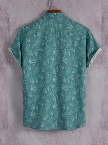 Manfinity Homme Men Leaf Print Shirt Without Tee - Green - View 2
