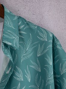 Manfinity Homme Men Leaf Print Shirt Without Tee - Green - View 4