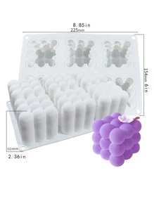 1 件几何图案蜡烛硅胶模具 - 白色 - 查看 5