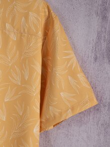 Manfinity Hypemode Men Leaf Print Shirt Without Tee - Mustard Yellow - View 5