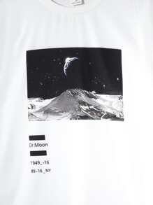 SHEIN Tween Boy Moon Y Letter Graphic Tee & Shorts