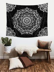 1 件布艺挂毯，波西米亚风曼陀罗图案家居壁毯，房间旗帜，房间装饰，挂毯，墙壁装饰，墙壁艺术，房间用品，房间旗帜，家居装饰，壁毯 - 黑與白 - 查看 5