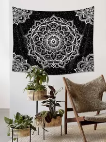 1 件布艺挂毯，波西米亚风曼陀罗图案家居壁毯，房间旗帜，房间装饰，挂毯，墙壁装饰，墙壁艺术，房间用品，房间旗帜，家居装饰，壁毯 - 黑與白 - 查看 6