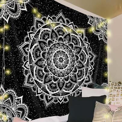 1pc Fabric Tapestry, Boho Mandala Pattern Wall Blanket For Home, Flag For Room, Room Decor, Tapestry, Wall Decor, Wall Art ,Room Stuffs, Flags For Room, Home Decor, Wall Tapestry