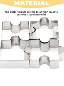 4 piezas Cortador para galletas de acero inoxidable de galleta rompecabezas en forma de para cocina - Plateado - Ver 4
