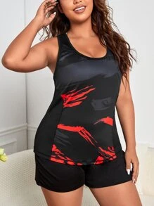 SHEIN Daily&Casual Top tank deportivo con estampado de slogan de espalda nadadora - Negro - Ver 4