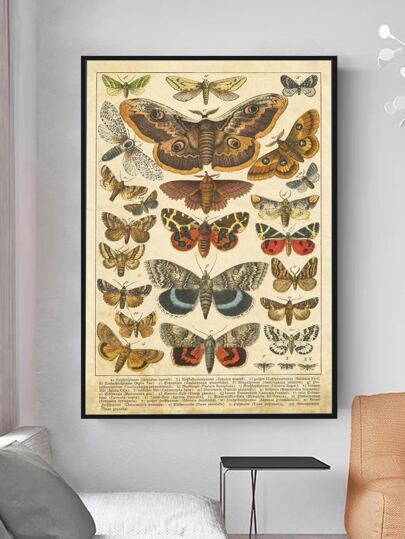 1pc Chemical Fiber Unframed Painting, Butterfly Pattern Unframed Picture For Home,Wall Art,Canvas,Poster Gifts Birthday Graduation