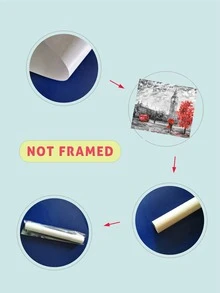 1入組建築圖案無框畫化學纖維牆壁藝術畫適用於家居牆壁裝飾 - 彩色 - 查看 4