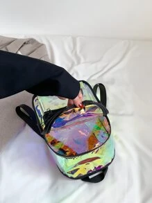 Mochila holográfico con bolsillo delantero - Negro - Ver 4