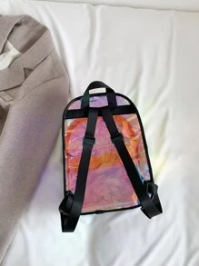 Mochila holográfico con bolsillo delantero - Negro - Ver 2