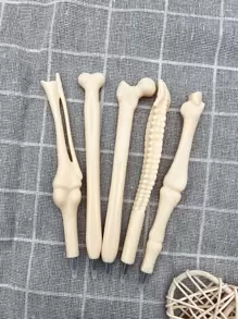 5pcs Bone Design Ballpoint Pen - Black - View 1