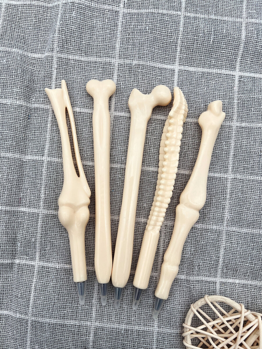 5pcs Bone Design Ballpoint Pen - Black - View 1