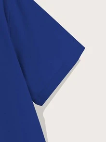 Manfinity 男士波浪和字母圖案T恤 - 藍色 - 查看 6