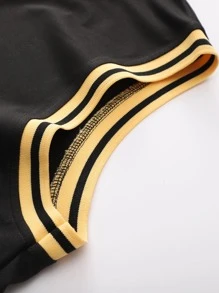 Manfinity Campus Court Men Letter Graphic Striped Trim Basketball Jersey - Black - View 4