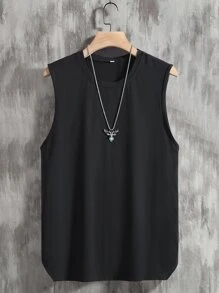 Manfinity Hypemode 男士素色背心上衣 - 黑色 - 查看 1