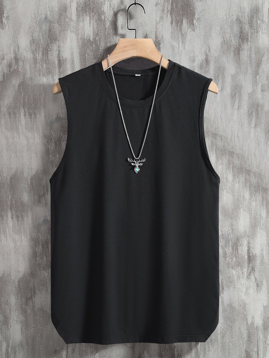 Manfinity Hypemode 男士素色背心上衣 - 黑色 - 查看 1