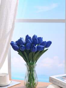 1入組PU皮革人造花束歐式風模擬花適用於婚禮 - 藍色 - 查看 1