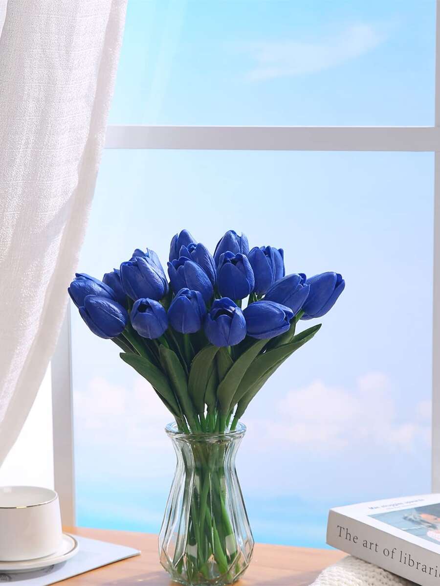 1入組PU皮革人造花束歐式風模擬花適用於婚禮 - 藍色 - 查看 1