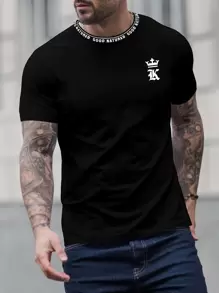 Manfinity LEGND Men Letter Graphic Tee - Black - View 1