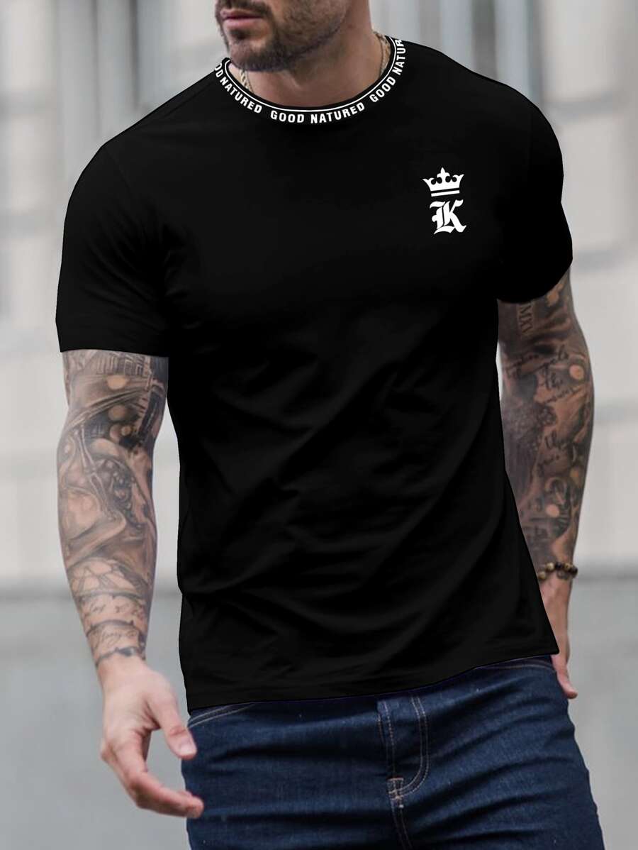 Manfinity LEGND Men Letter Graphic Tee - Black - View 1