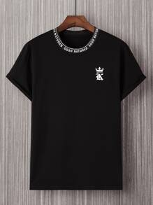 Manfinity LEGND Men Letter Graphic Tee - Black - View 4