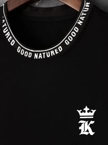 Manfinity LEGND Men Letter Graphic Tee - Black - View 5