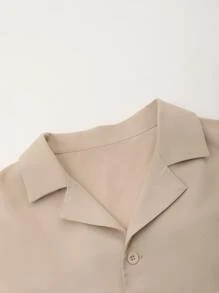 Manfinity Homme Men 1pc Flap Pocket Shirt & 1pc Drawstring Waist Shorts - Apricot - View 3