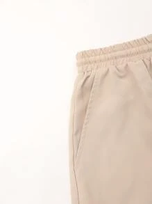 Manfinity Homme Men 1pc Flap Pocket Shirt & 1pc Drawstring Waist Shorts - Apricot - View 4