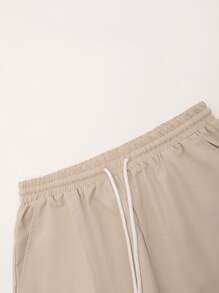 Manfinity Homme Men 1pc Flap Pocket Shirt & 1pc Drawstring Waist Shorts - Apricot - View 5