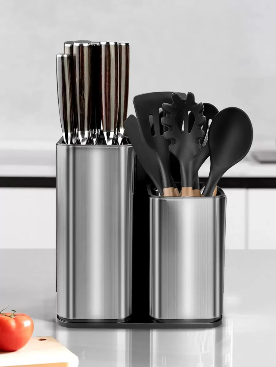 1入組不銹鋼刀架經典廚房刀架工具 - 銀色 - 查看 1