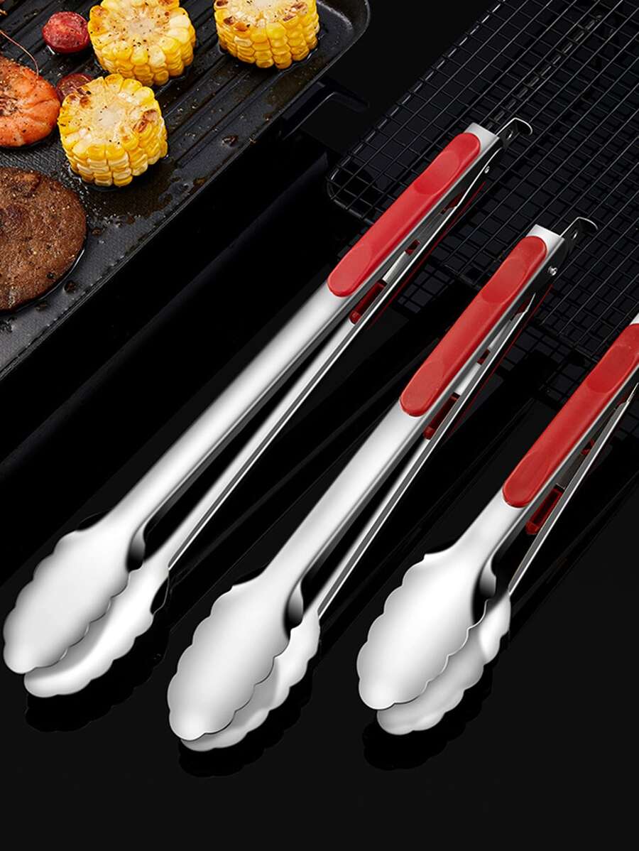 1pc Stainless Steel Food Tongs, Two Tone Thickened Grilling Food Tongs