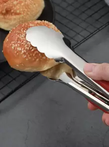 1pc Stainless Steel Food Tongs, Two Tone Thickened Grilling Food Tongs