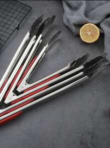 1pc Stainless Steel Food Tongs, Two Tone Thickened Grilling Food Tongs