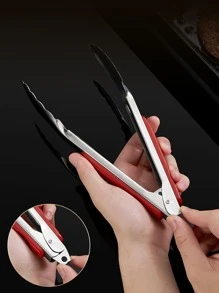 1pc Stainless Steel Food Tongs, Two Tone Thickened Grilling Food Tongs