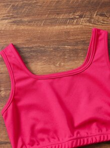 Girls Solid Tank Top & Letter Graphic Shorts - Multicolor - View 4